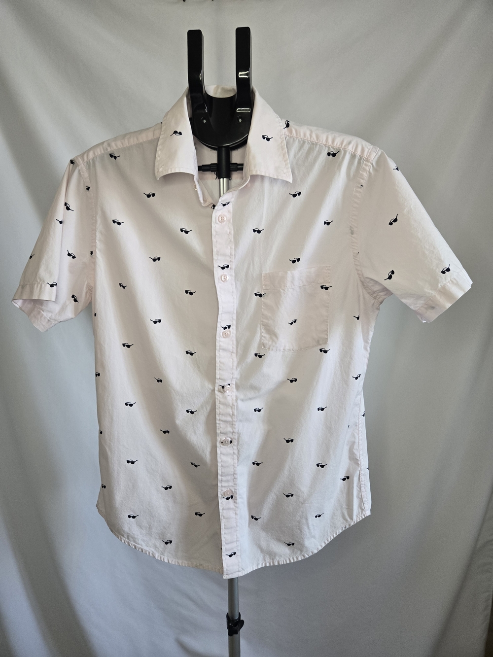 Merona Pale Pink Short-Sleeve Button-Down with Navy Sunglasses Print